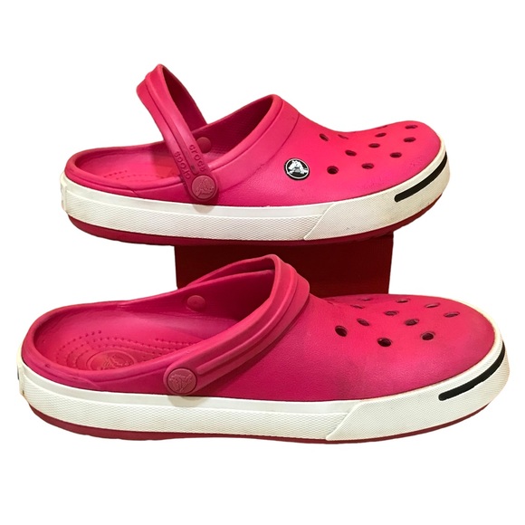 Pink Classic Crocs Clogs Mules Perforated Tops Adjustable Backs Slip On Shoes - Picture 7 of 12